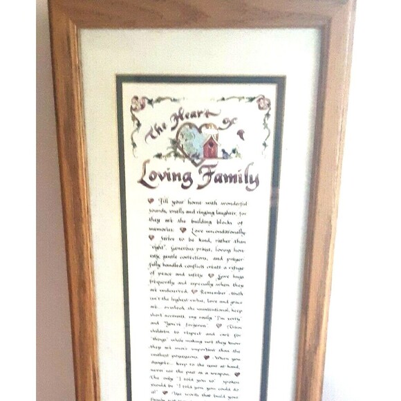 Loving Family Wall Hanging Horizontal Piece Framed Farm Cottage Prayer - Picture 1 of 9